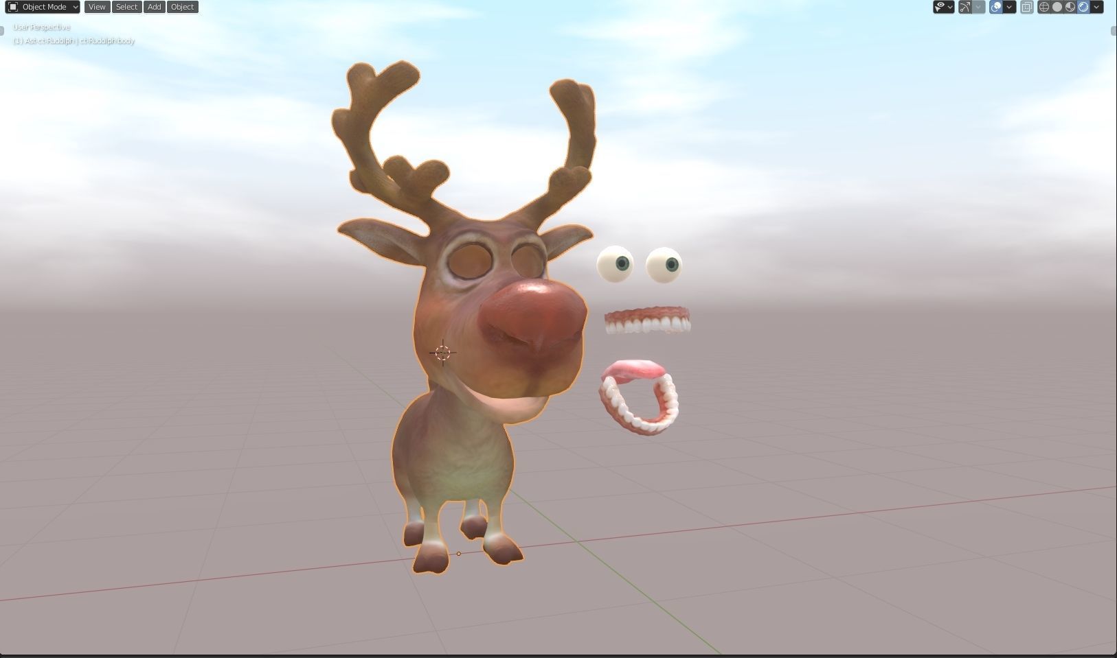Rudolph -nosed reindeer Low-poly 3D model_2