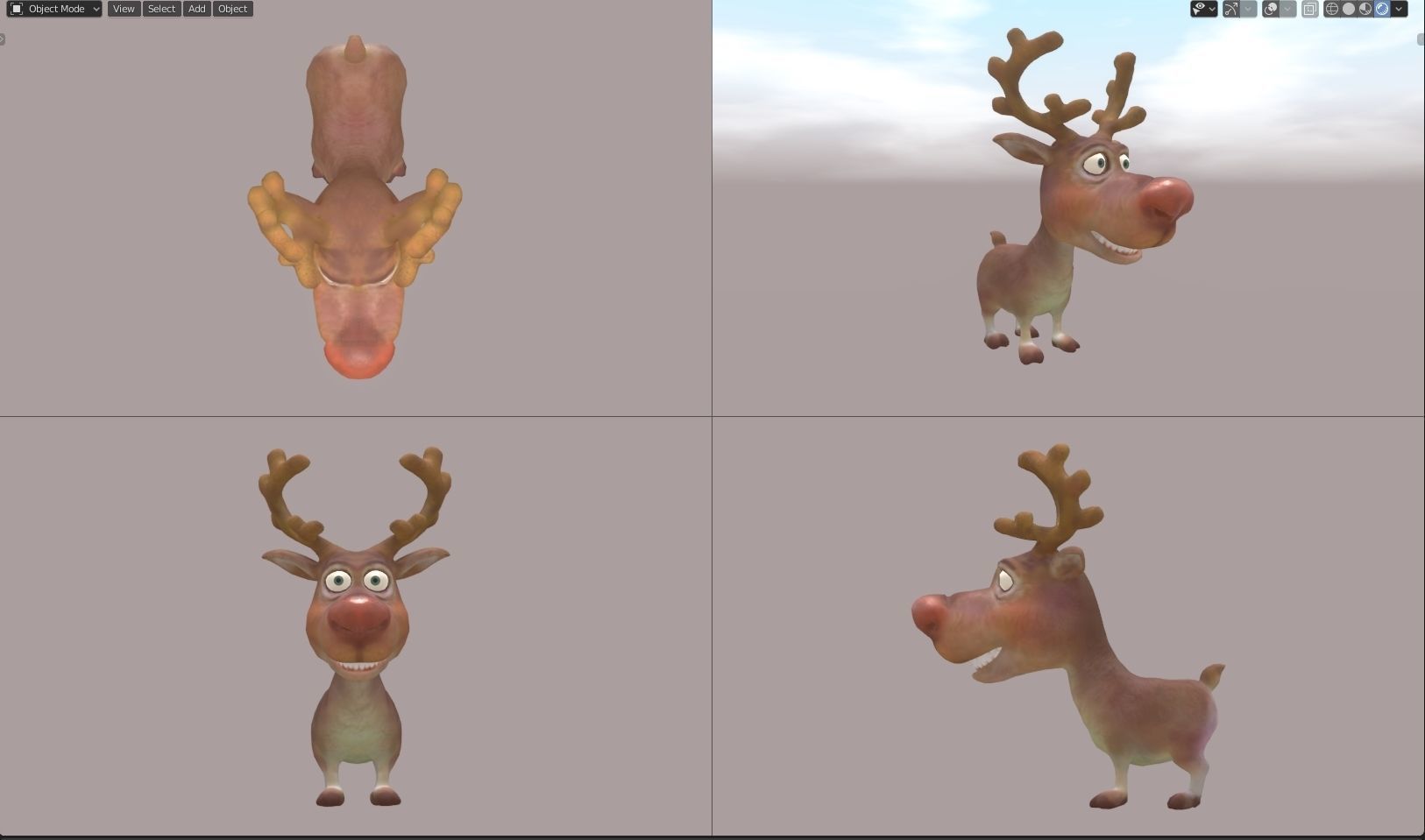 Rudolph -nosed reindeer Low-poly 3D model_8