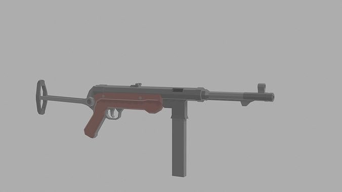 Low Poly MP-40 machine gun Low-poly 3D model