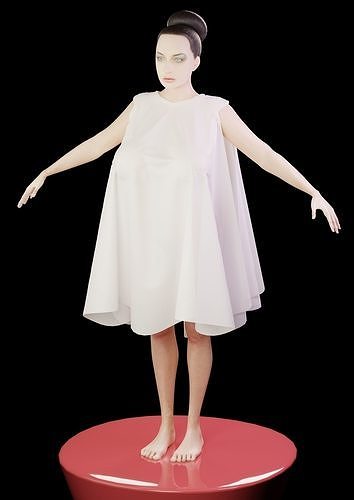 Nude Model woman in dress Free low-poly 3D model