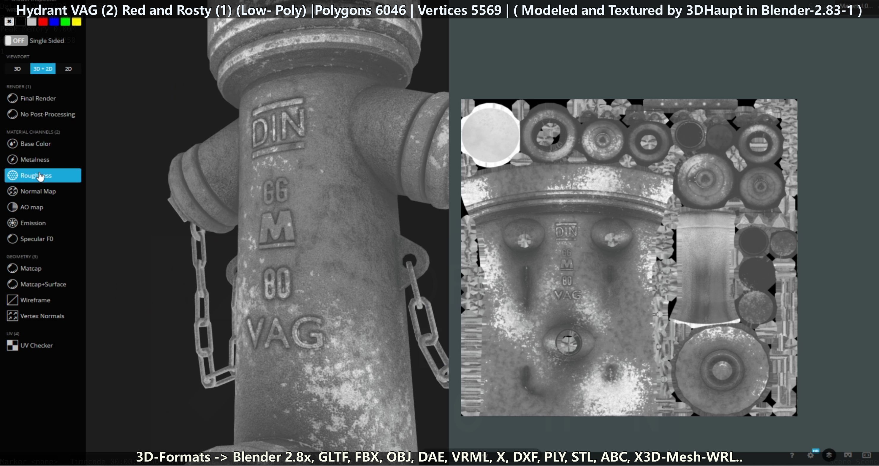 Fire Hydrant VAG 2 - Red and Rosty 1 - Low-poly 3D model_43