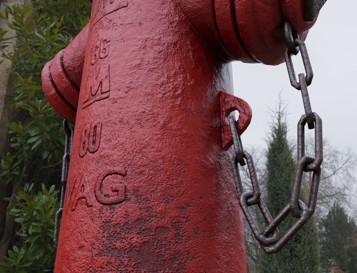 Fire Hydrant VAG 2 - Red and Rosty 1 - Low-poly 3D model_10