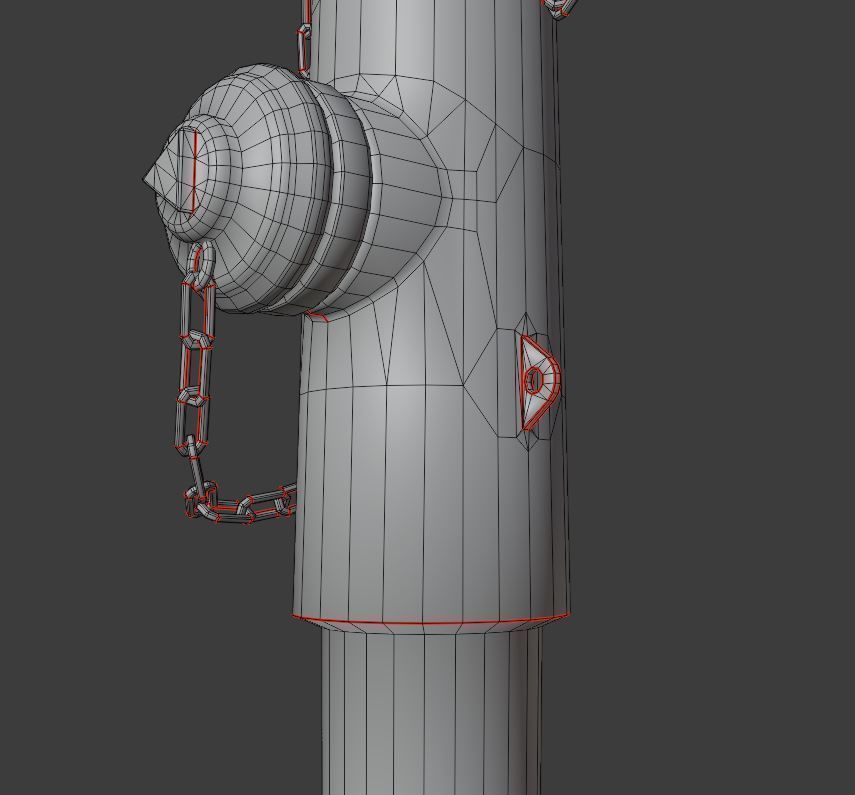 Fire Hydrant VAG 2 - Red and Rosty 1 - Low-poly 3D model_11