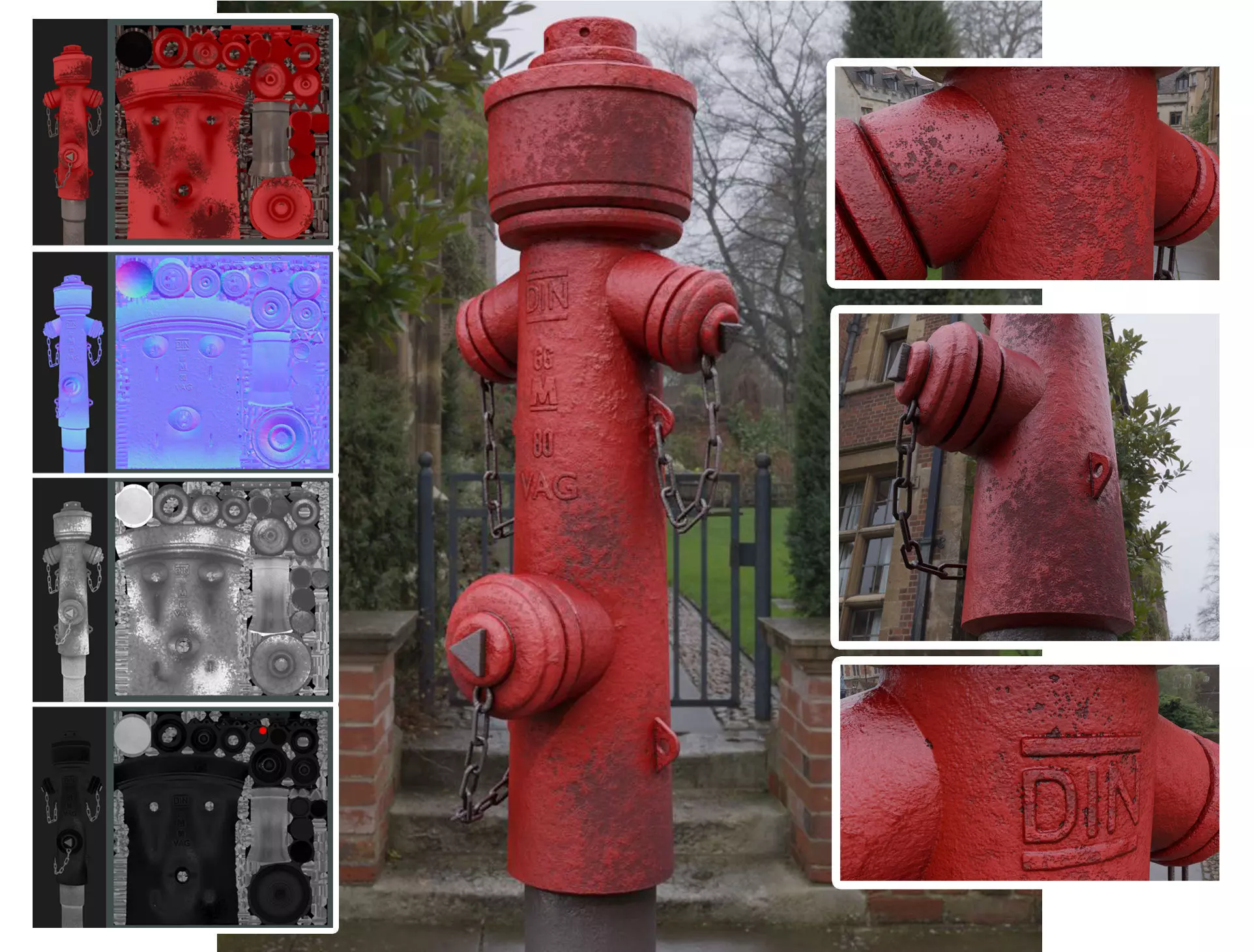 Fire Hydrant VAG 2 - Red and Rosty 1 - Low-poly 3D model_0