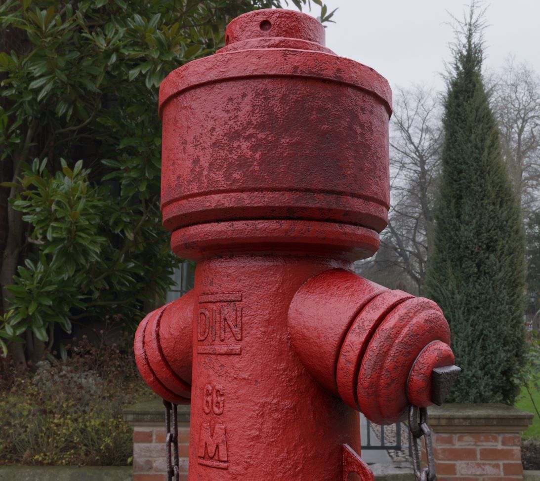 Fire Hydrant VAG 2 - Red and Rosty 1 - Low-poly 3D model_13