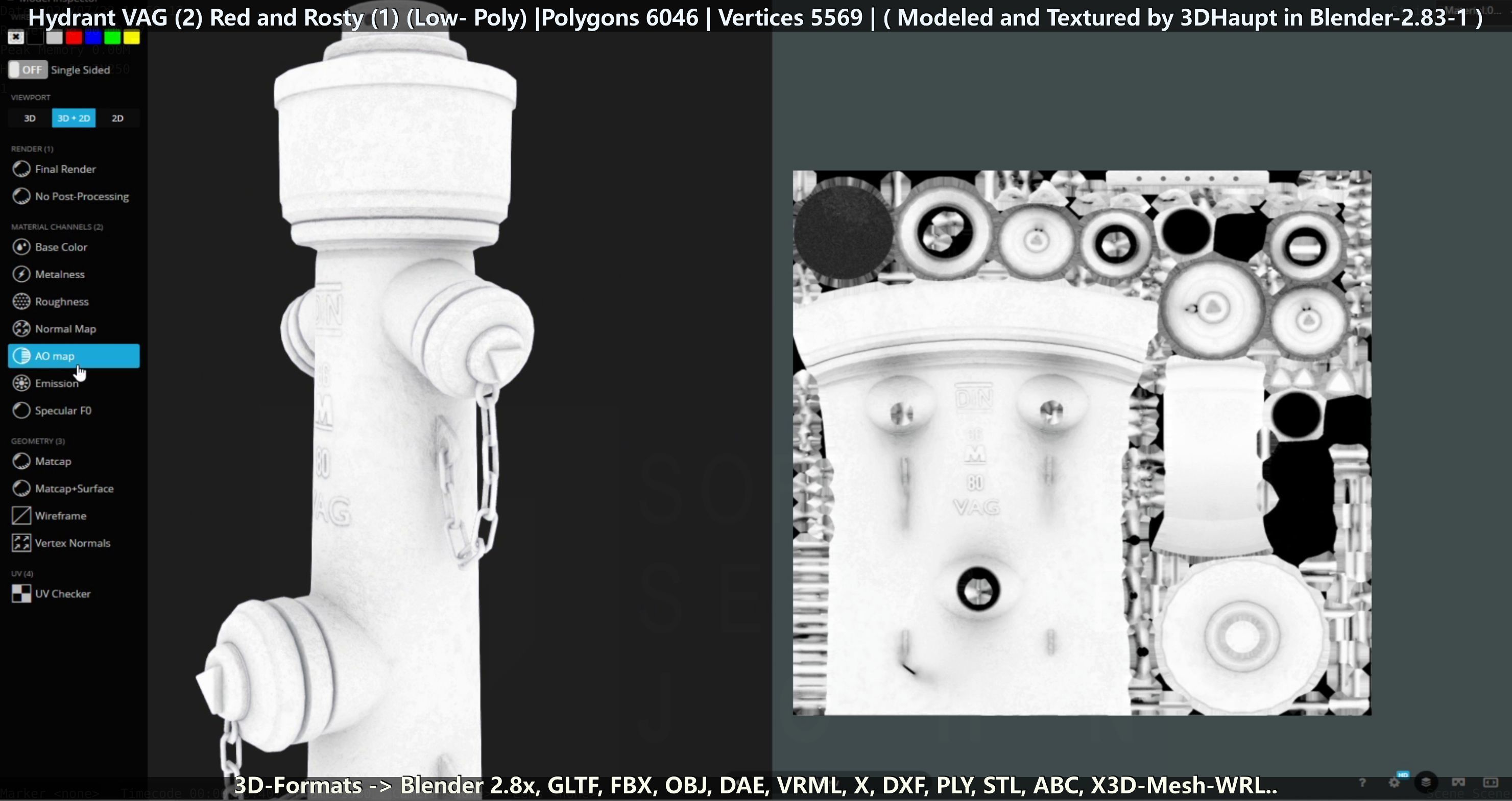 Fire Hydrant VAG 2 - Red and Rosty 1 - Low-poly 3D model_46