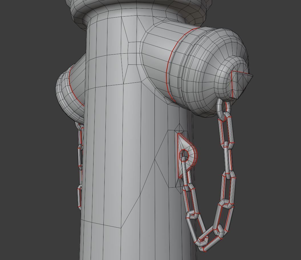 Fire Hydrant VAG 2 - Red and Rosty 1 - Low-poly 3D model_12