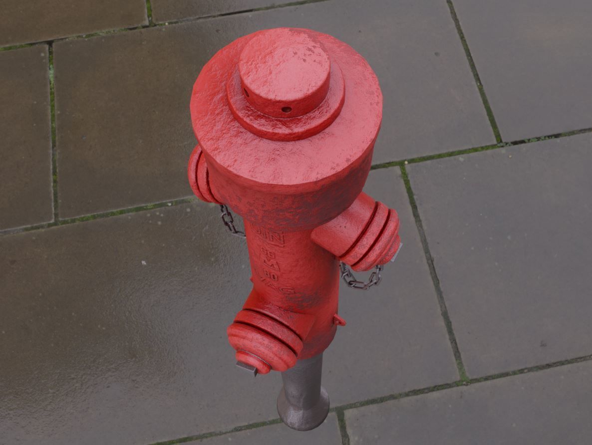 Fire Hydrant VAG 2 - Red and Rosty 1 - Low-poly 3D model_14