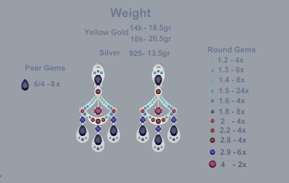 Graff Earrings 06 3D print model_4