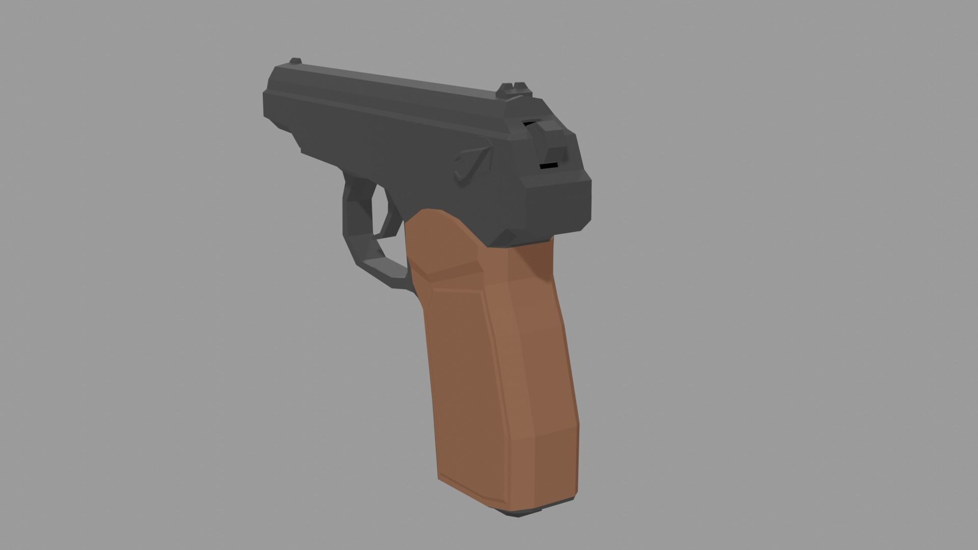 Low Poly Makarov pistol Low-poly 3D model_4