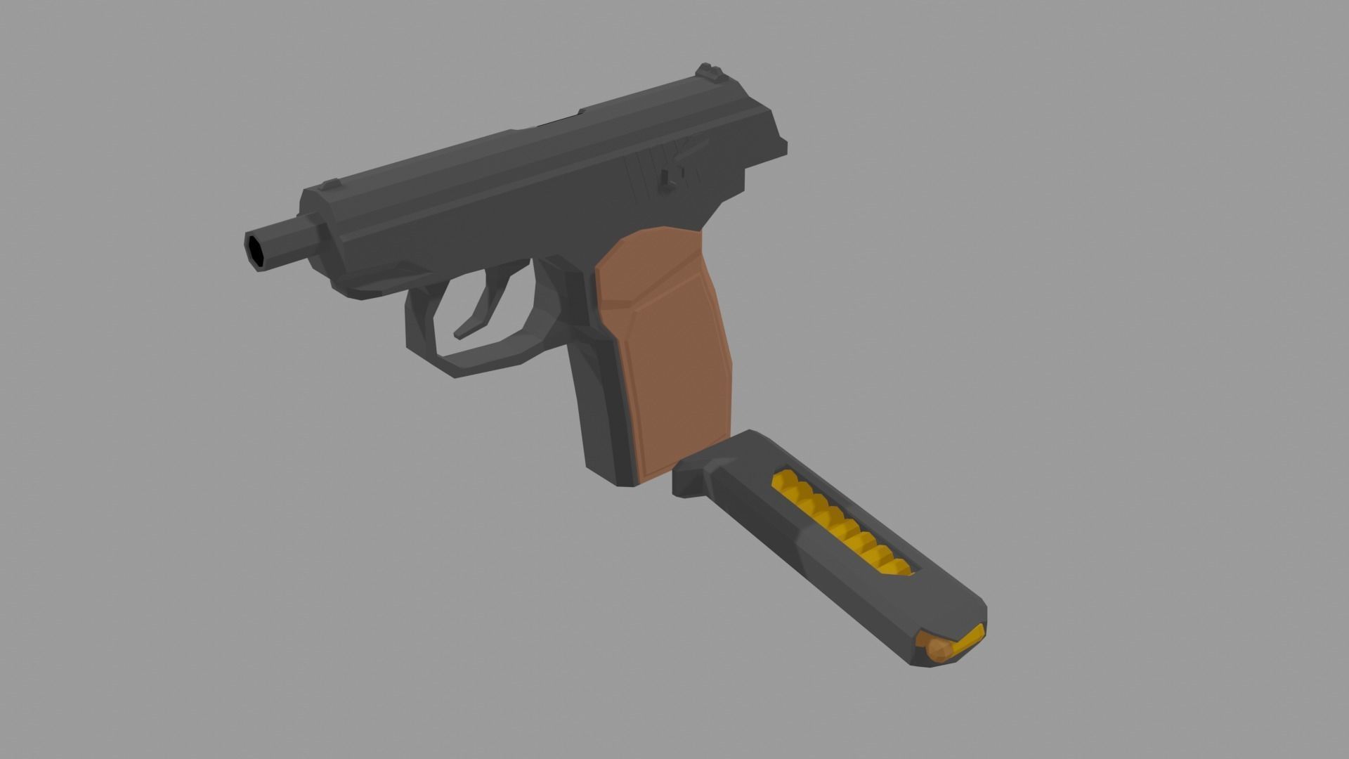 Low Poly Makarov pistol Low-poly 3D model_2