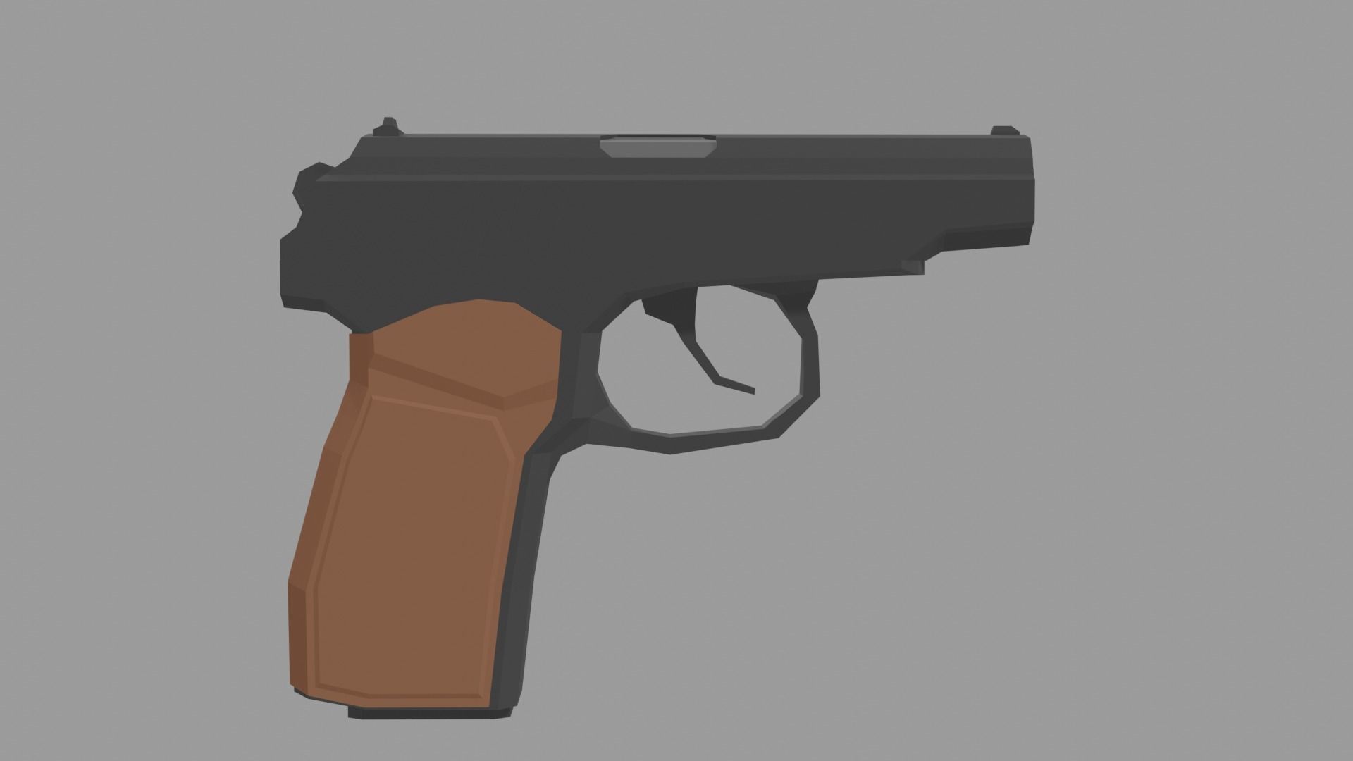 Low Poly Makarov pistol Low-poly 3D model_3