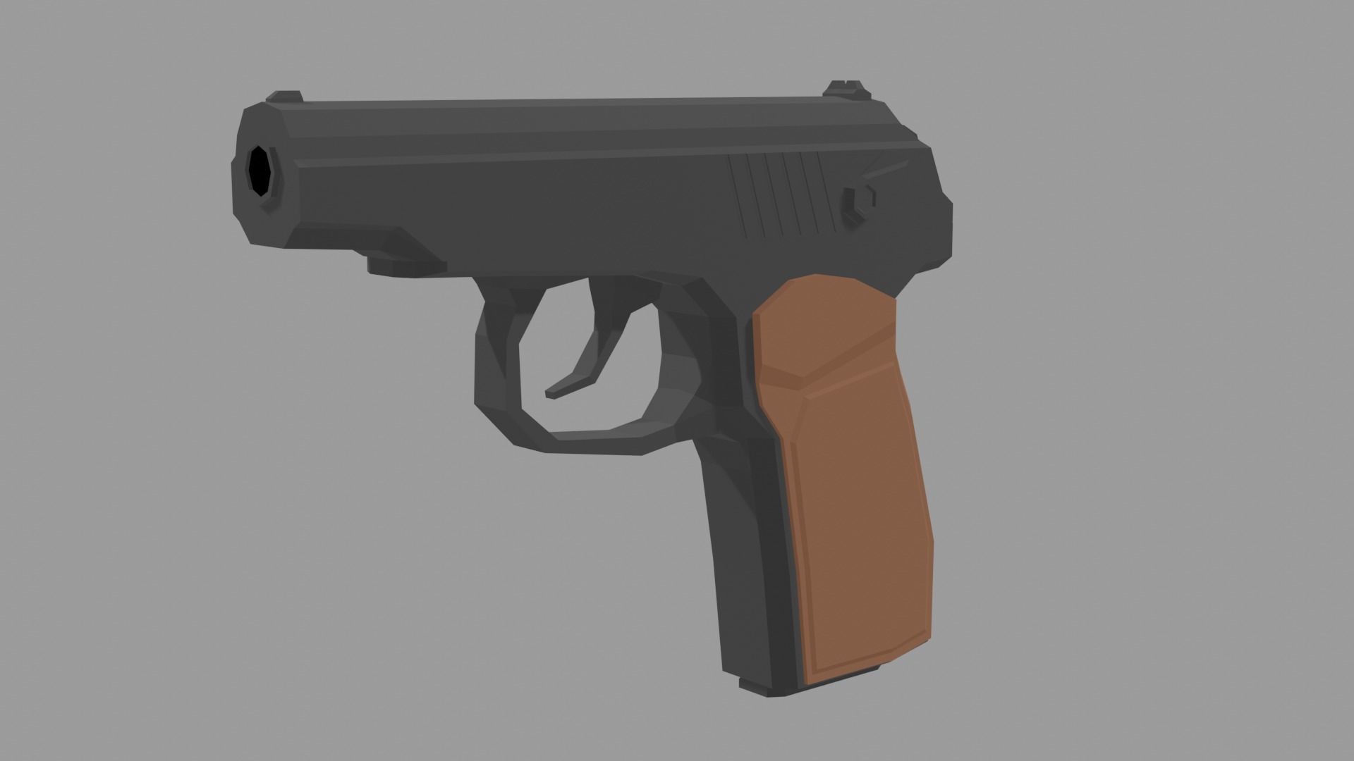Low Poly Makarov pistol Low-poly 3D model_1