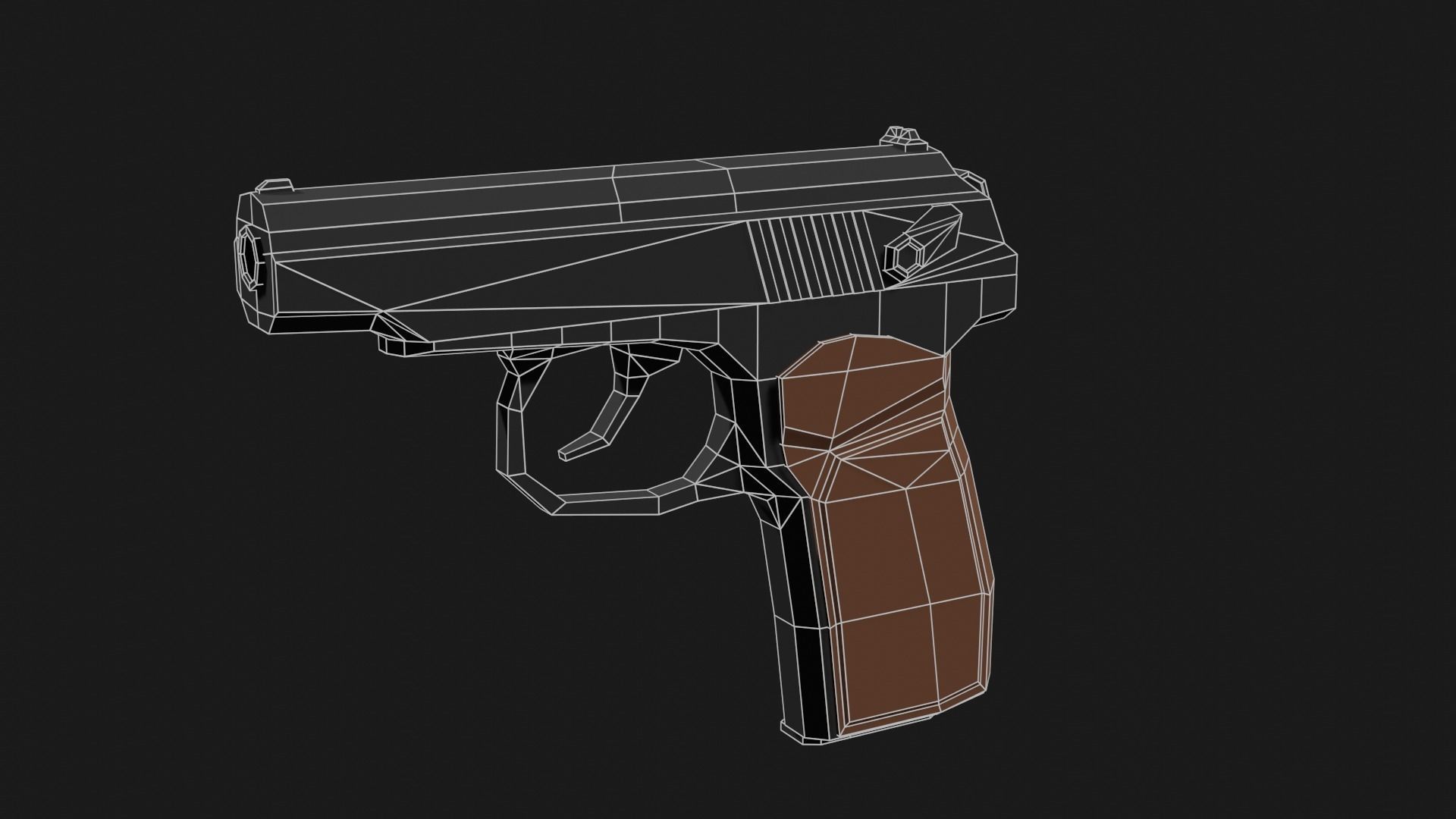 Low Poly Makarov pistol Low-poly 3D model_5