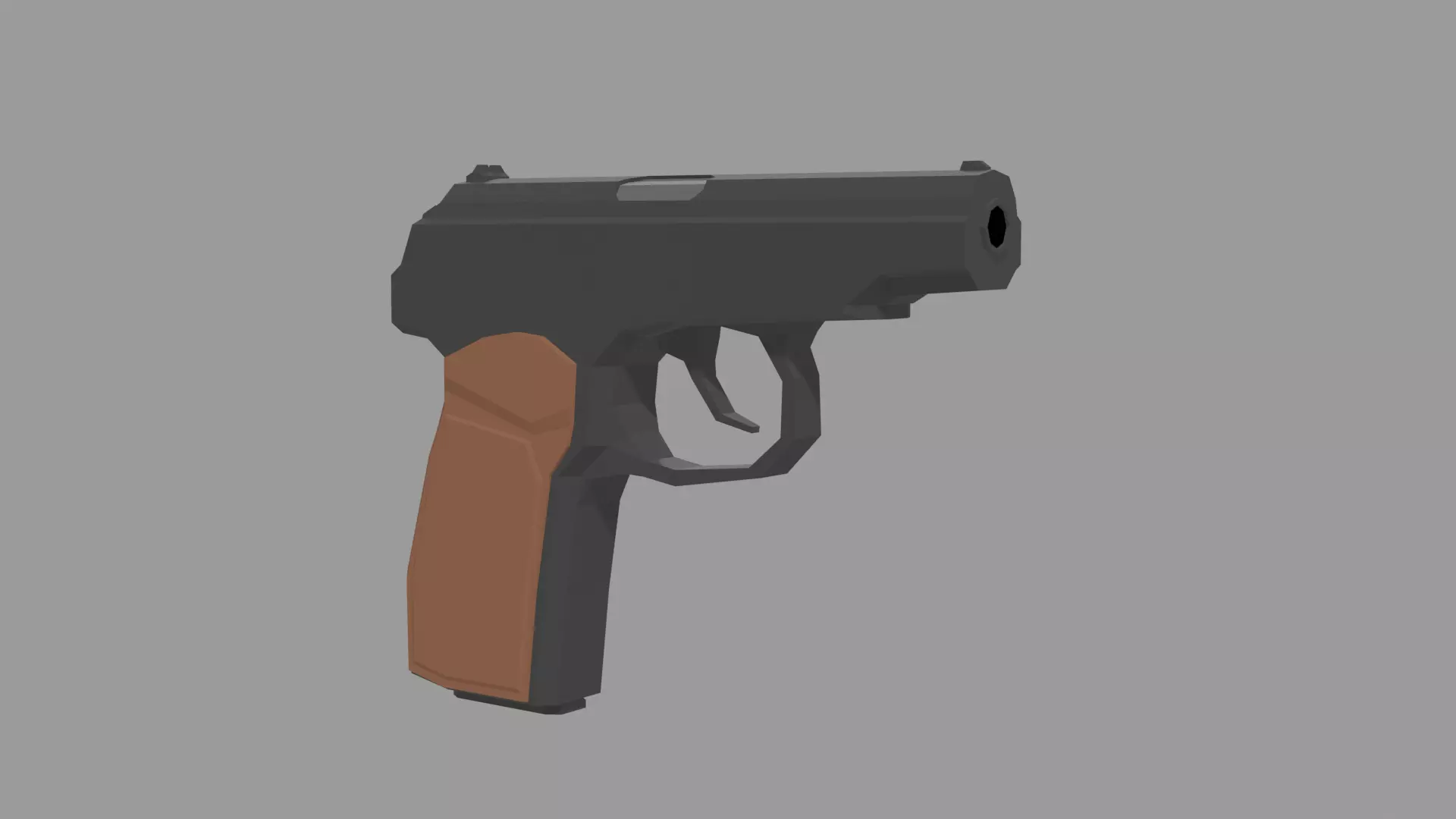 Low Poly Makarov pistol Low-poly 3D model_0