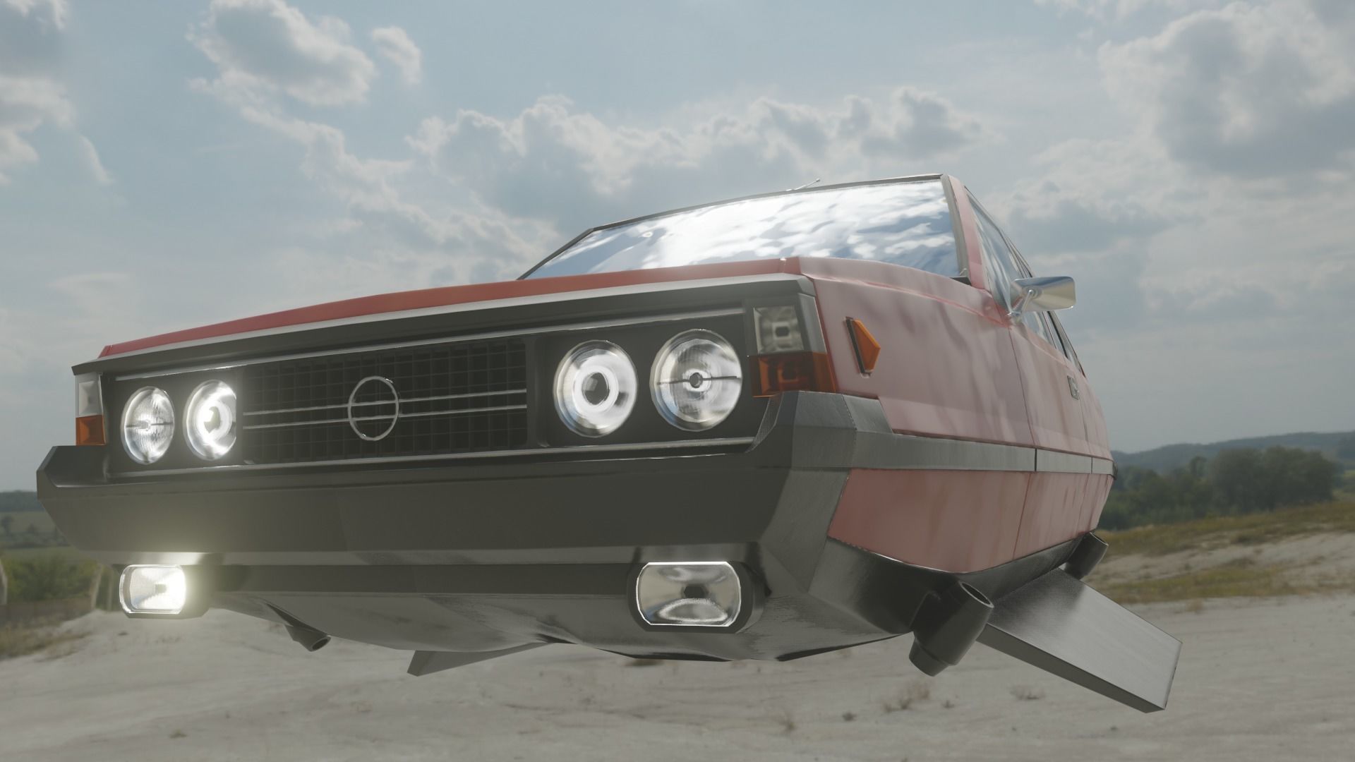 Flying eastern europe car Low-poly 3D model_5