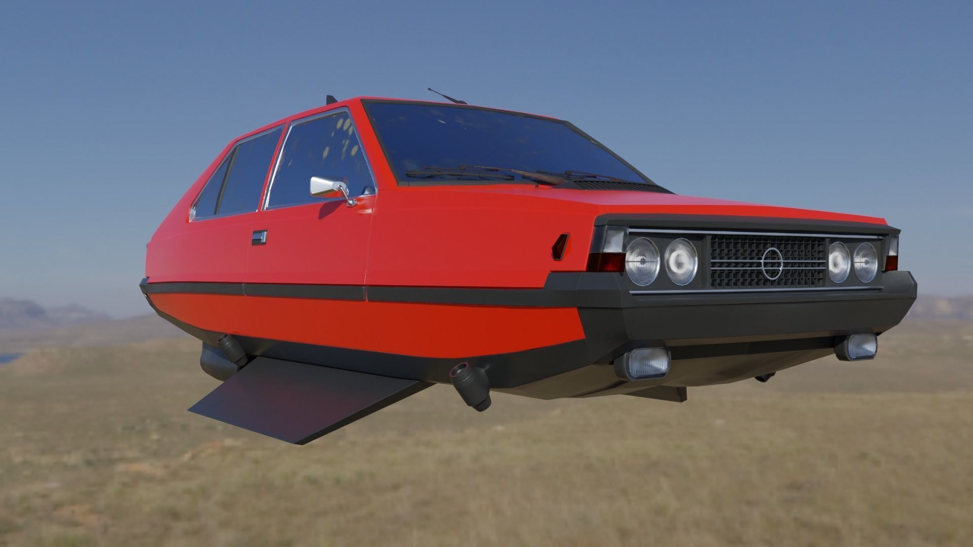 Flying eastern europe car Low-poly 3D model_9