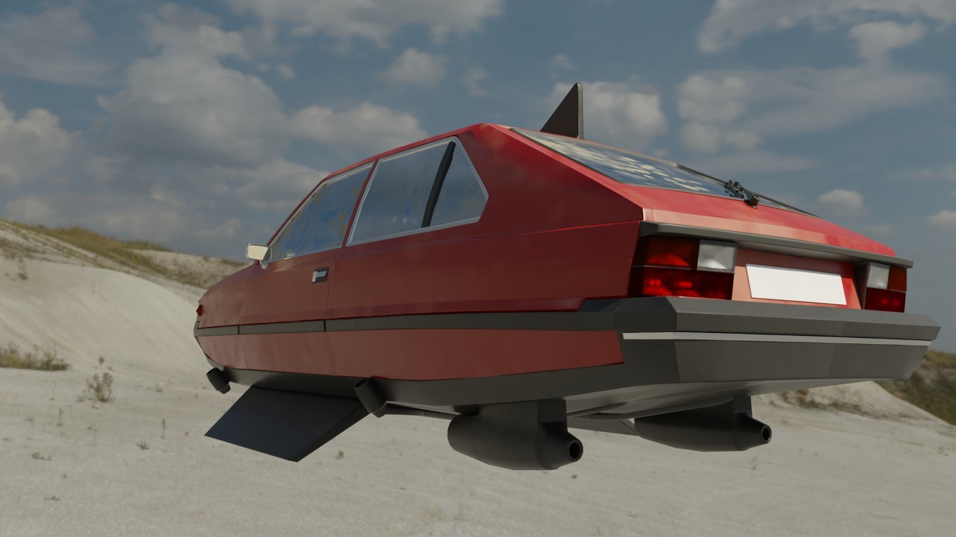 Flying eastern europe car Low-poly 3D model_12