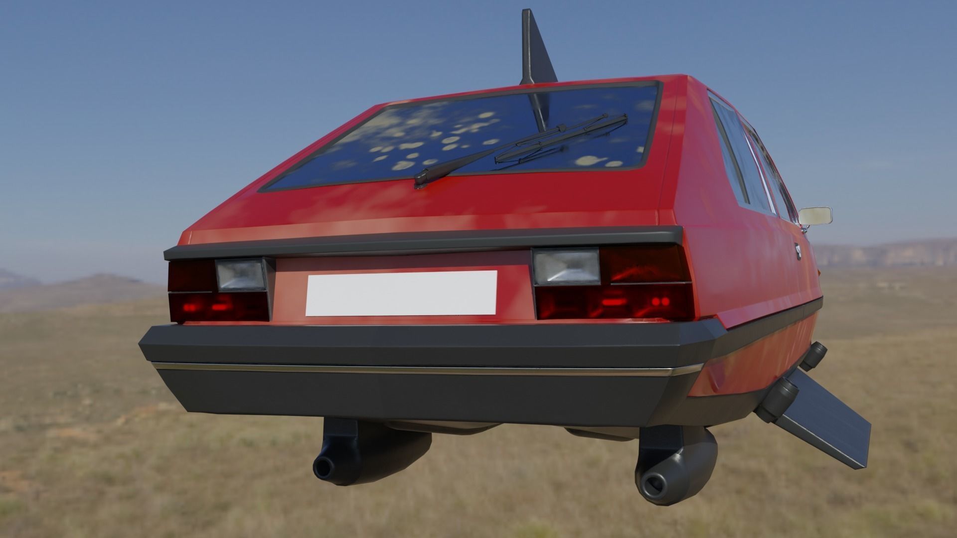 Flying eastern europe car Low-poly 3D model_8