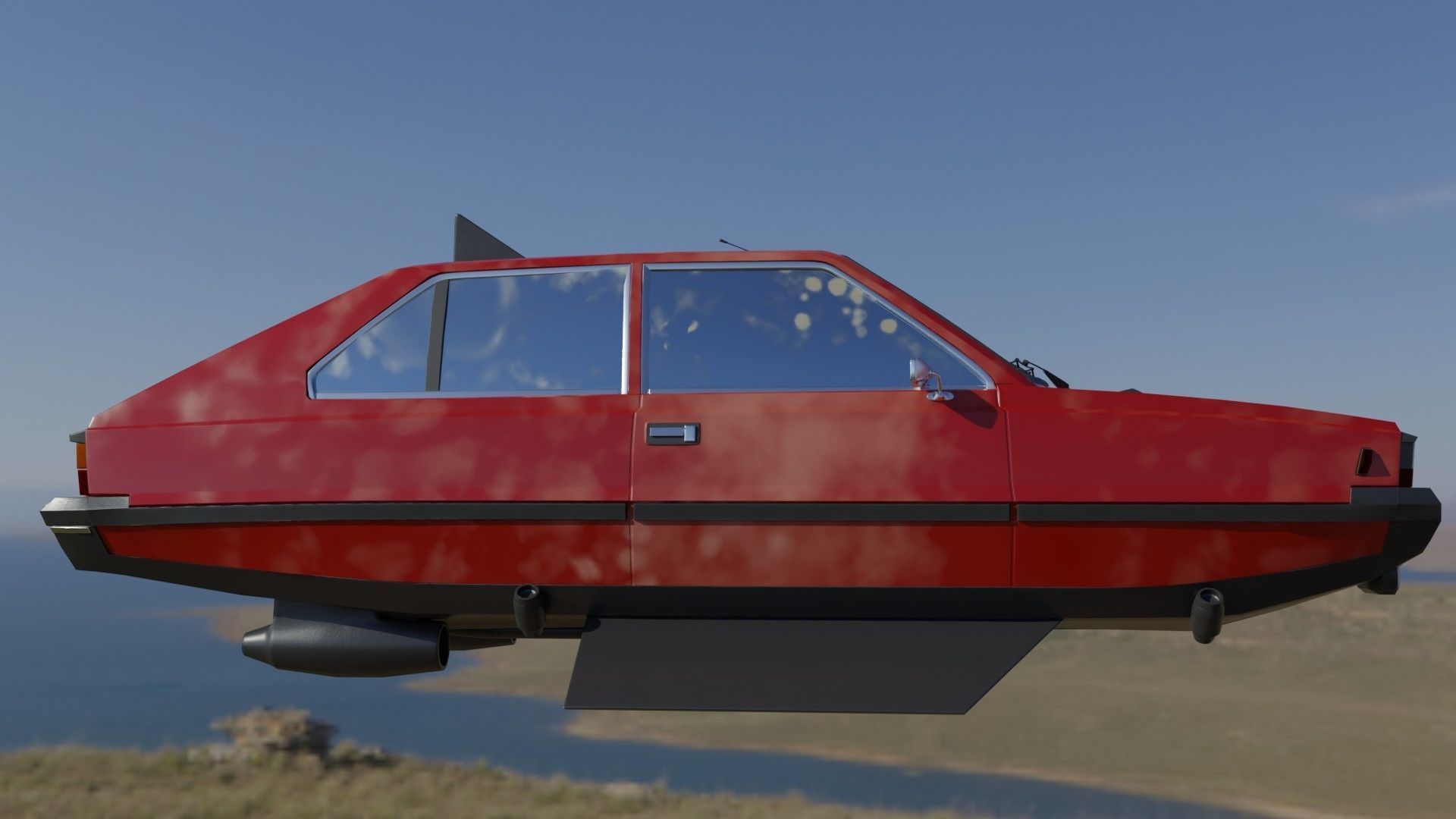 Flying eastern europe car Low-poly 3D model_7