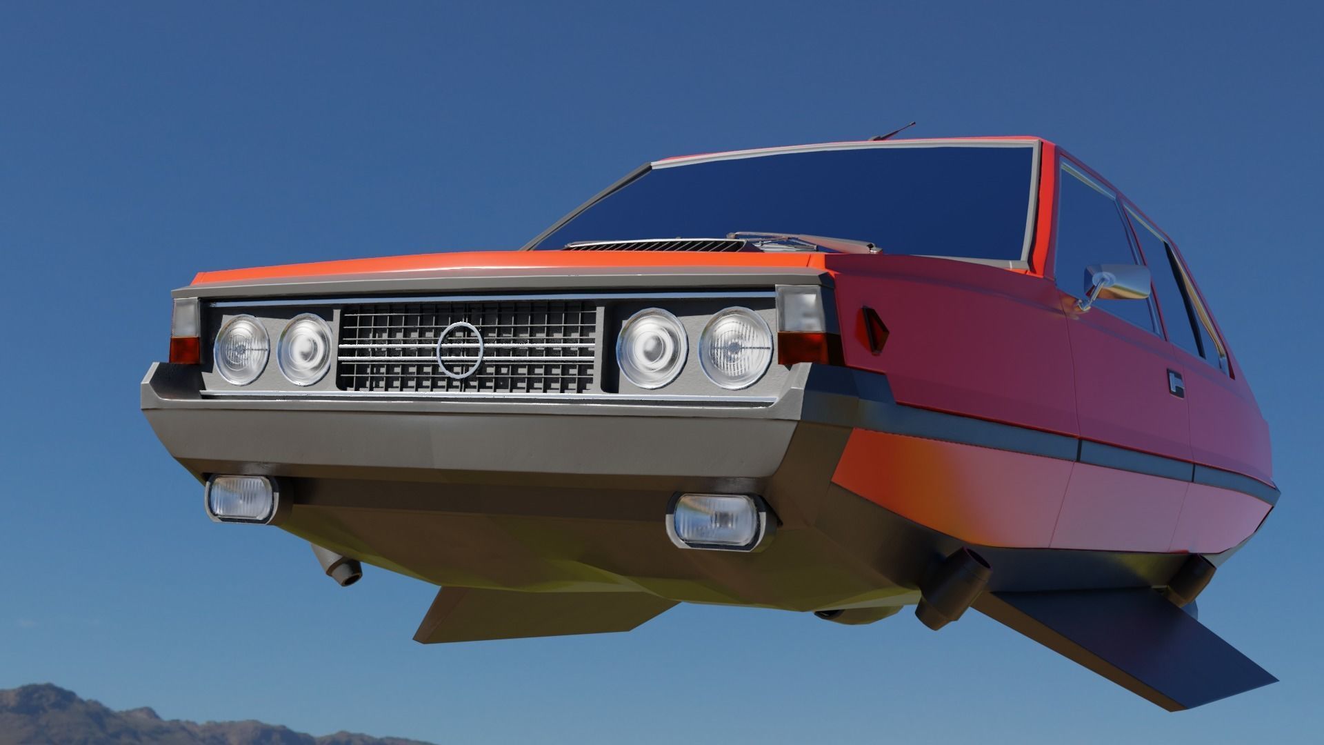 Flying eastern europe car Low-poly 3D model_13