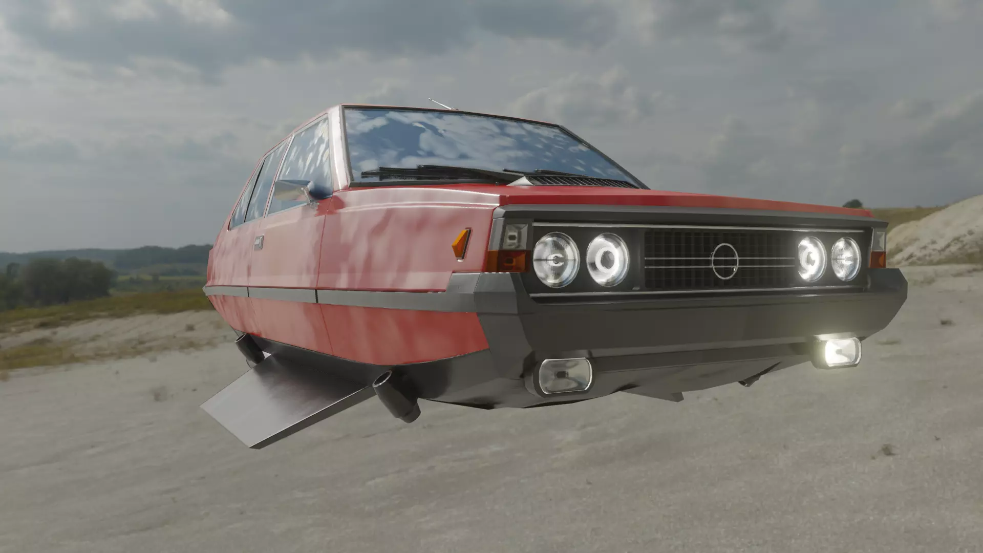 Flying eastern europe car Low-poly 3D model_0