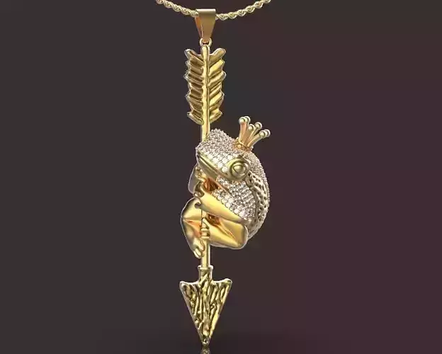 frog  and Arrow pendant Silver Gold  Print
