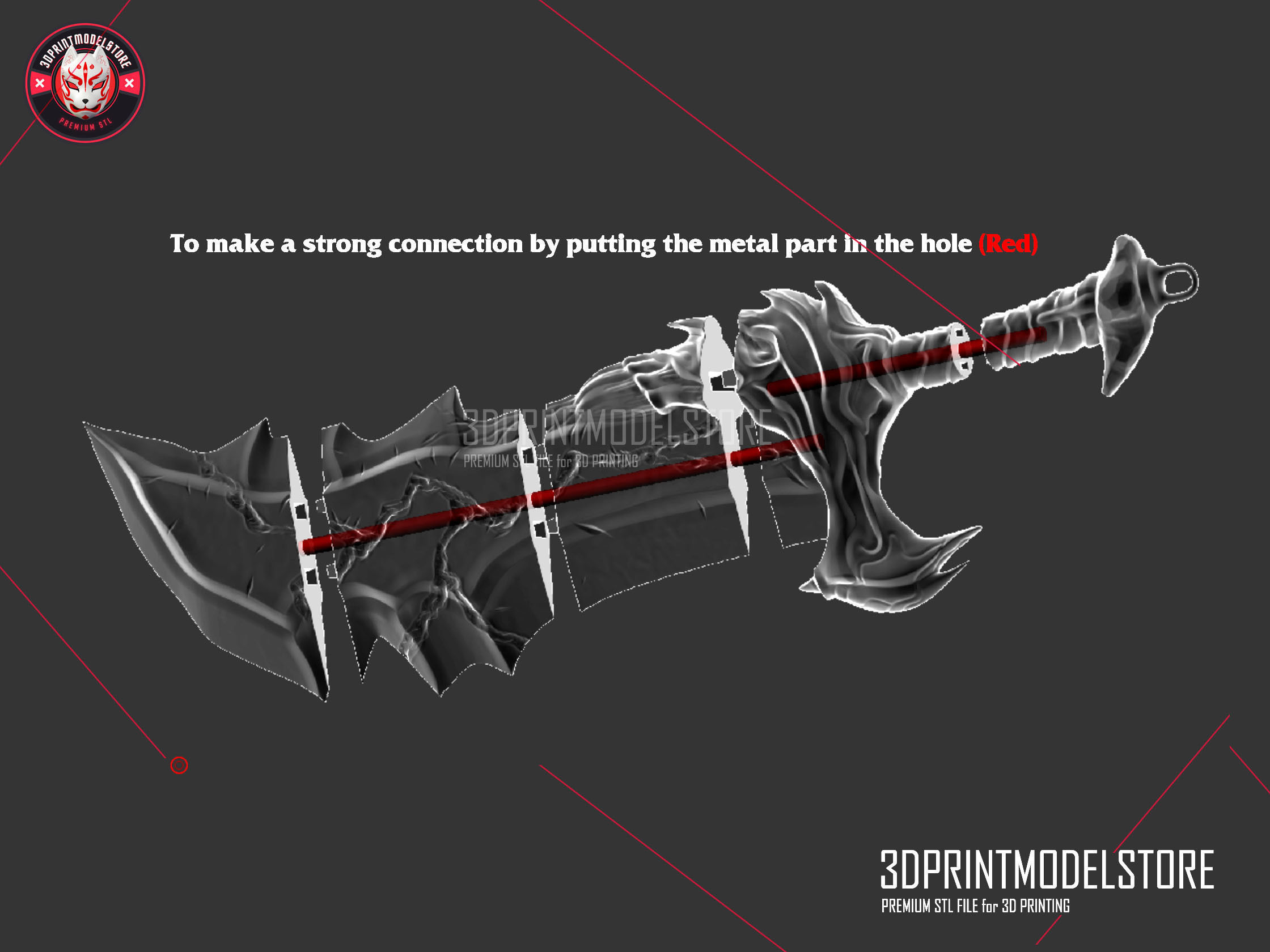 Blades of chaos - God of war Cosplay Weapon 3D print model_5