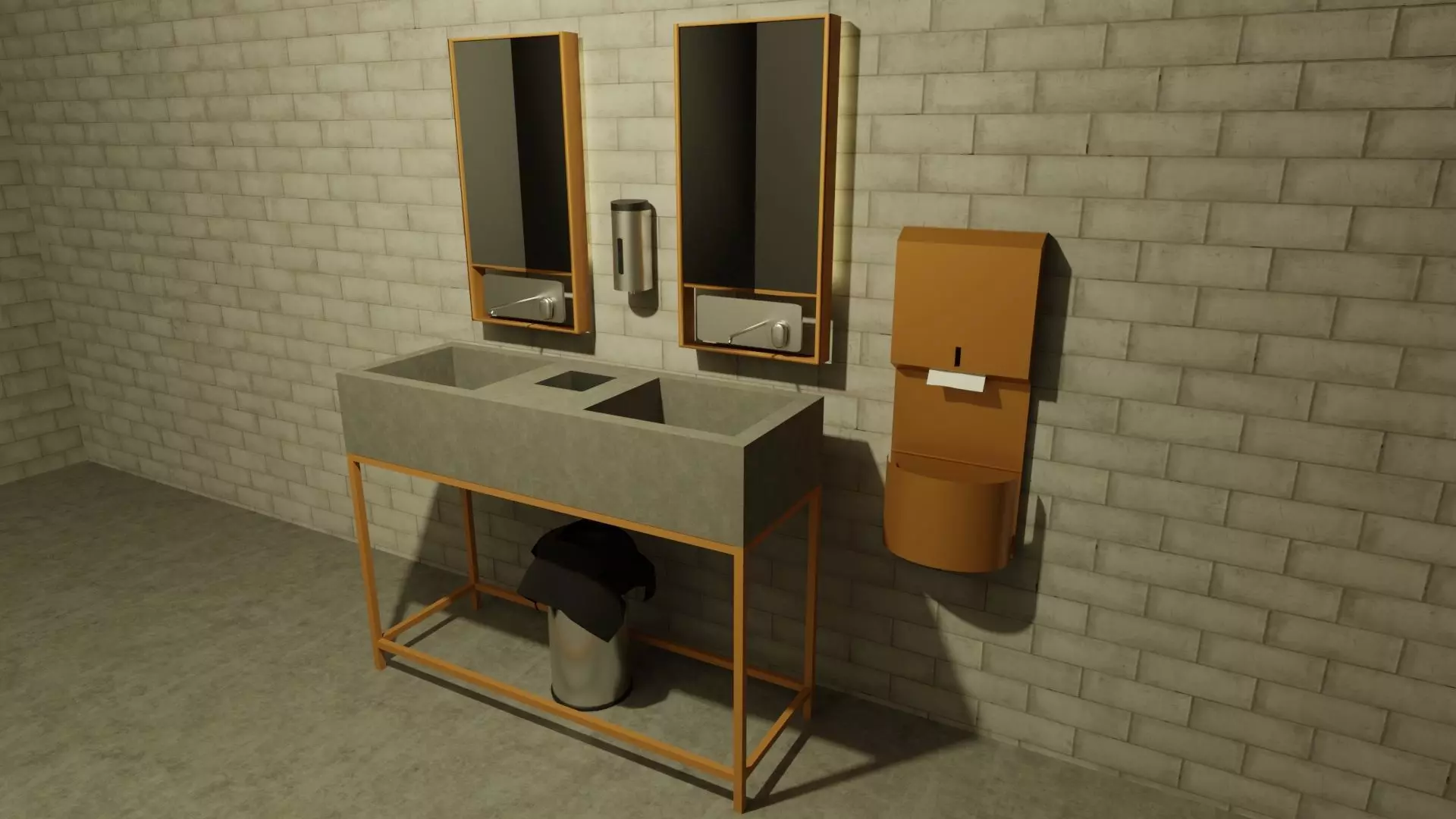 Cafe Bathroom Low-poly 3D model_0