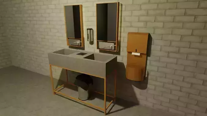 Cafe Bathroom Low-poly 3D model