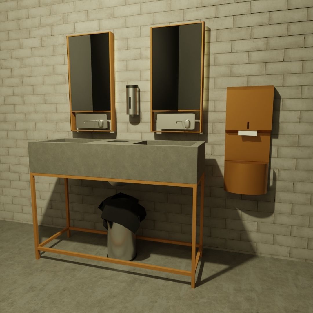 Cafe Bathroom Low-poly 3D model_4