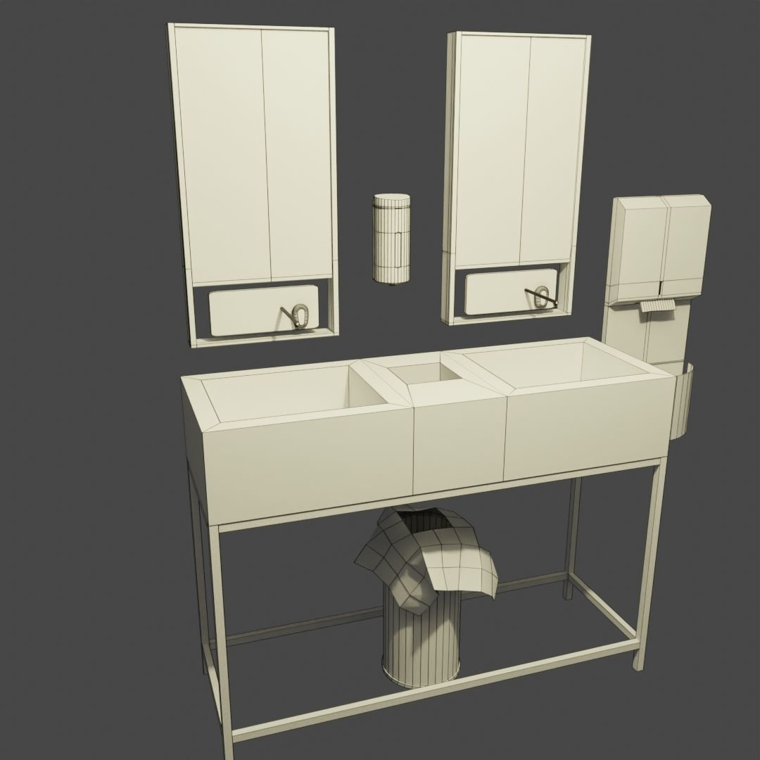 Cafe Bathroom Low-poly 3D model_8