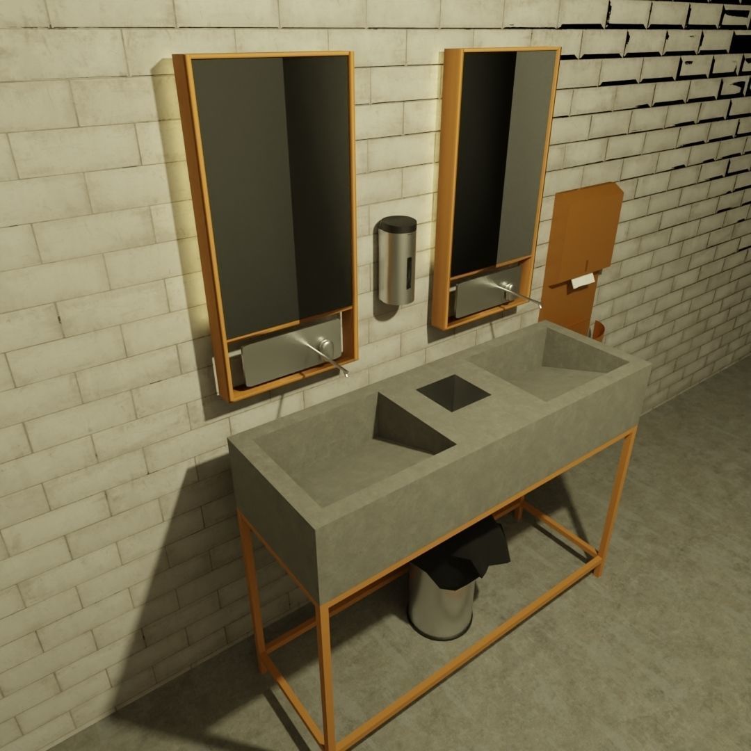 Cafe Bathroom Low-poly 3D model_5