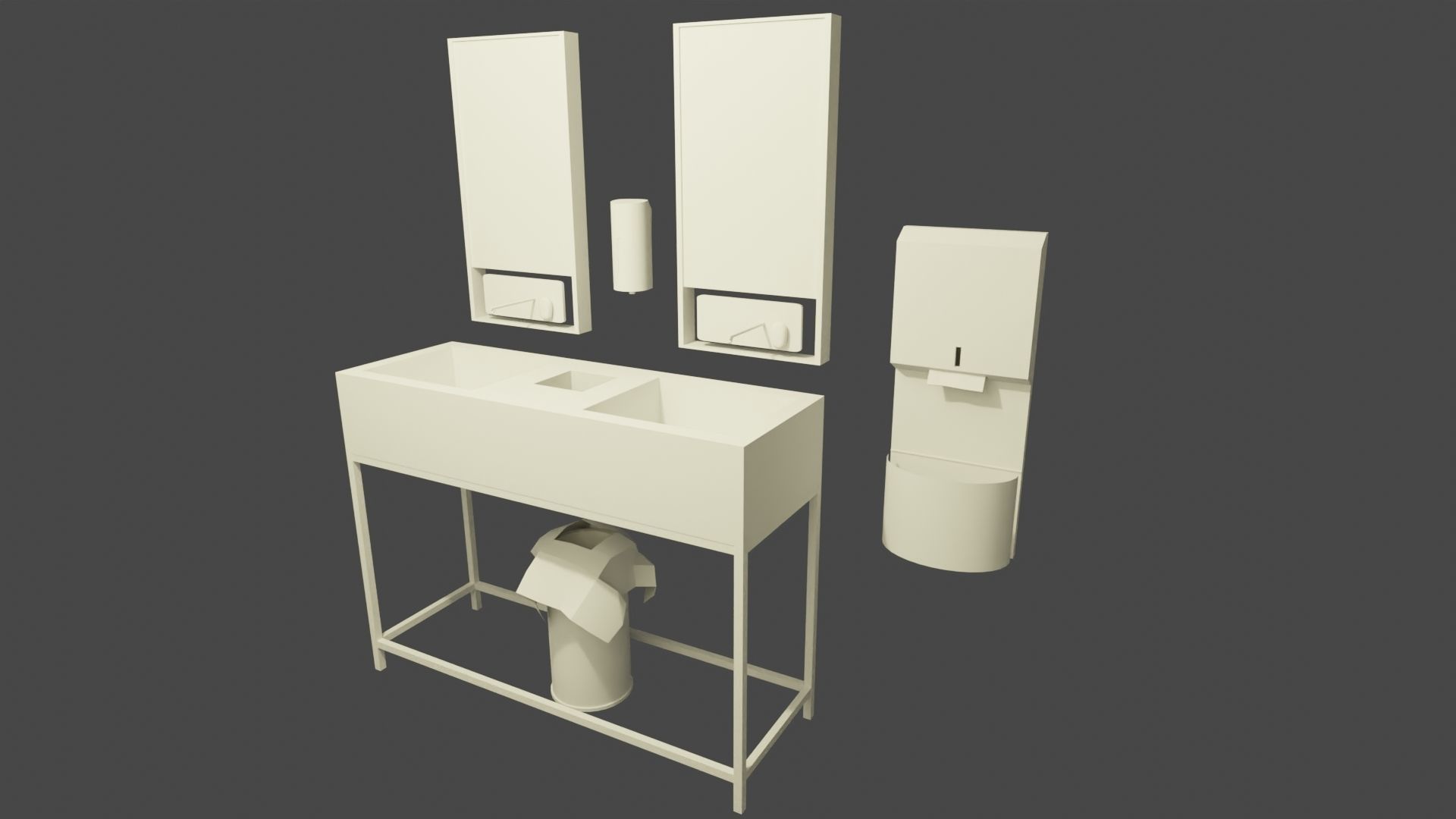 Cafe Bathroom Low-poly 3D model_6