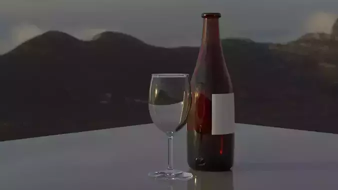 Wine Glass and Bottle