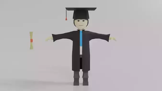 Low Poly Cartoon Graduation Guy