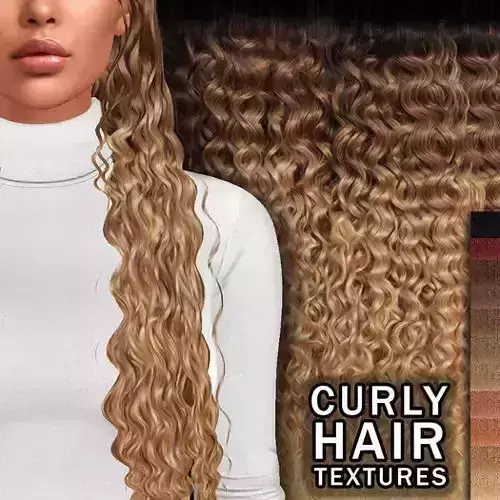 Curly hair textures for 3D models