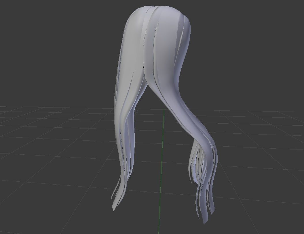 Female hair mesh 3D Low-poly 3D model_3
