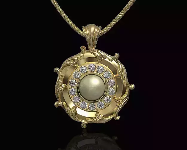 Oriental pendant with leaves