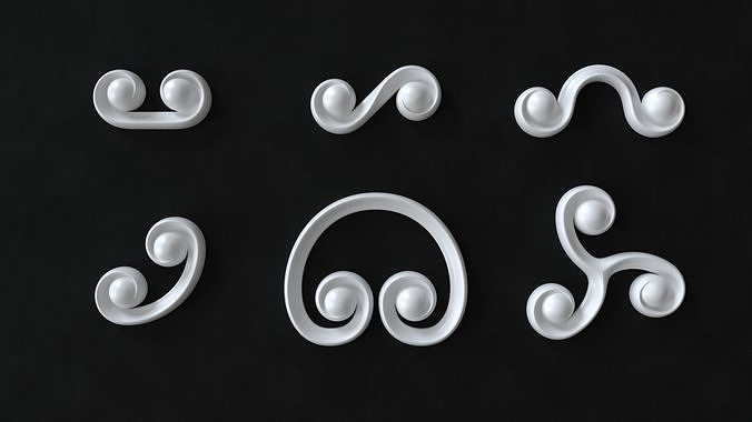 Decorative Swirls or Scrolls Collection R1TA Low-poly 3D model