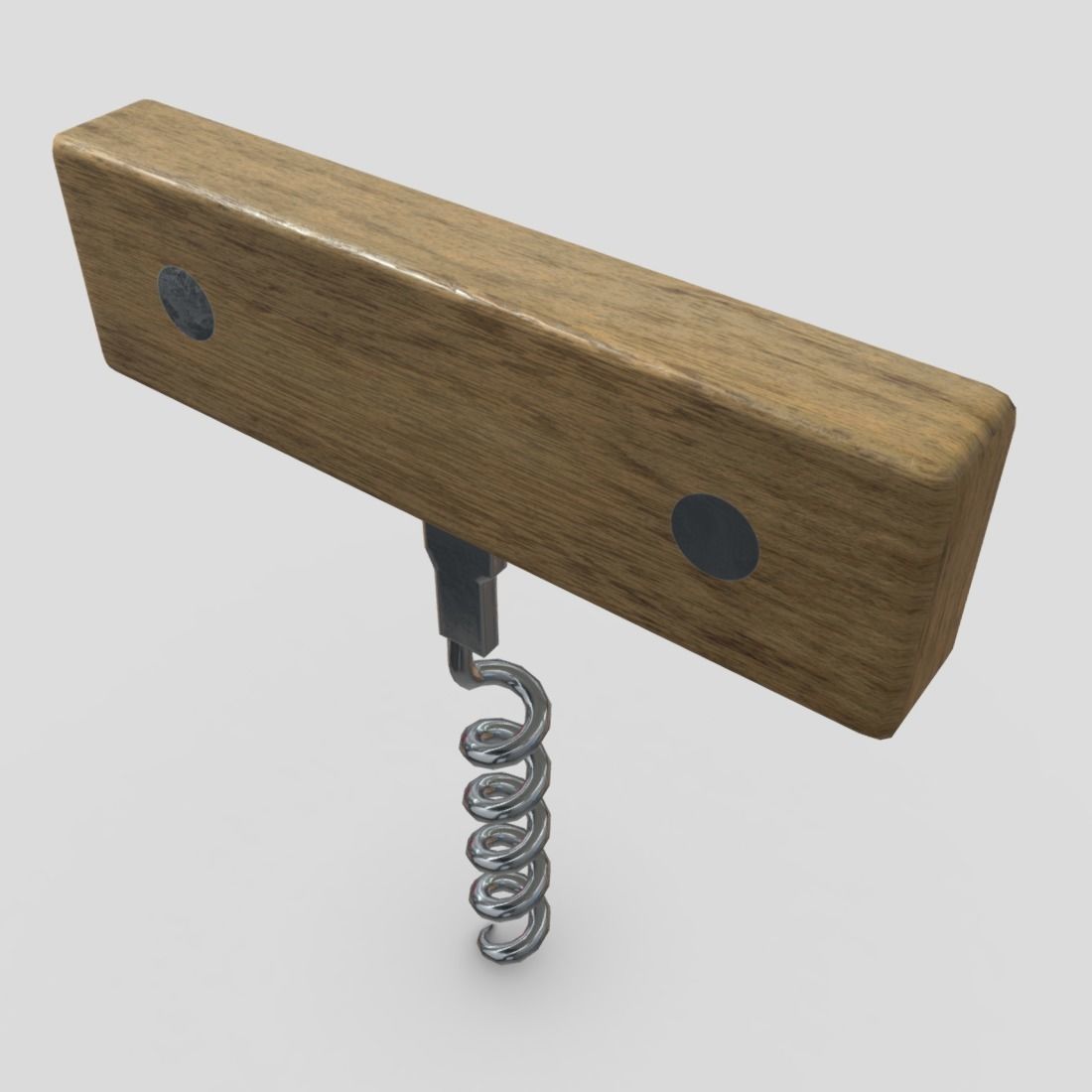 Corkscrew 3 bottle opener with spiral Low-poly 3D model_4