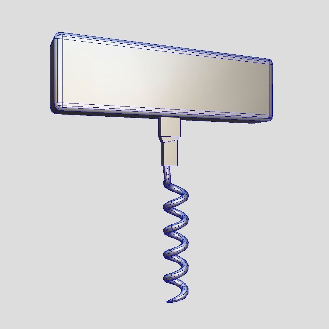 Corkscrew 3 bottle opener with spiral Low-poly 3D model_1