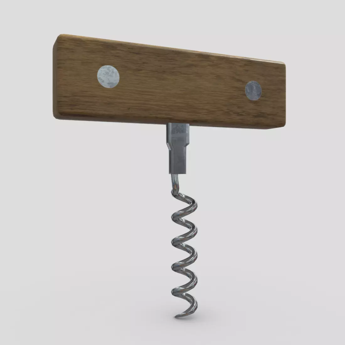 Corkscrew 3 bottle opener with spiral Low-poly 3D model_0