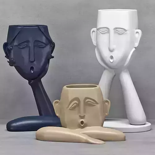 vases set three ceramic