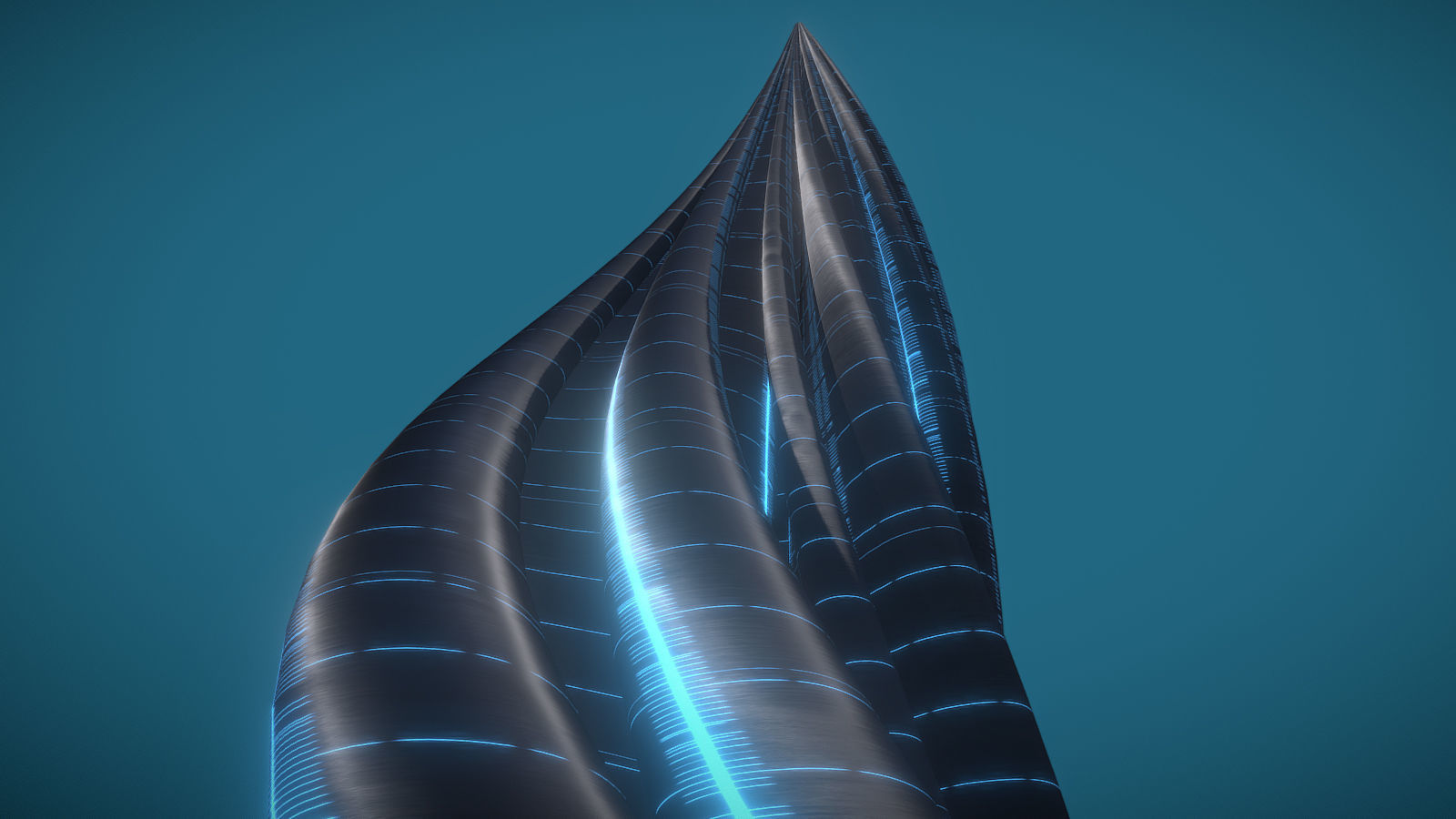 Tube Building Alien Windows 3D model_4