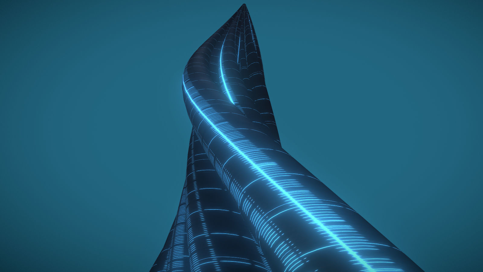 Tube Building Alien Windows 3D model_3