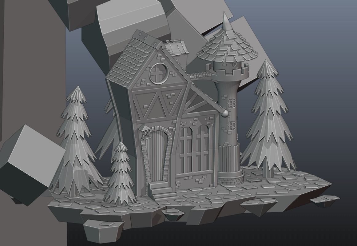  Witchs castle Low-poly 3D model_2
