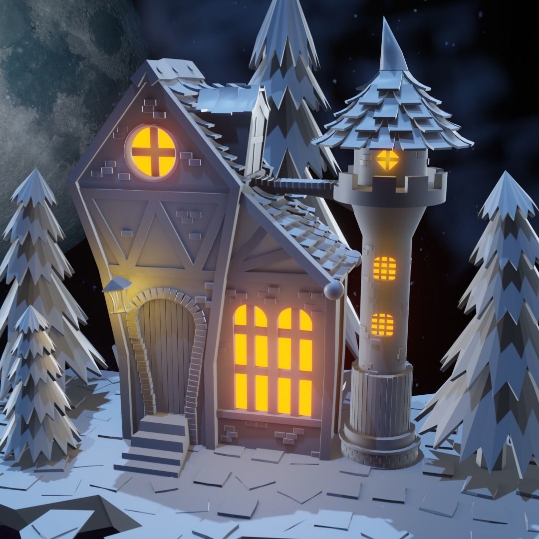  Witchs castle Low-poly 3D model_1