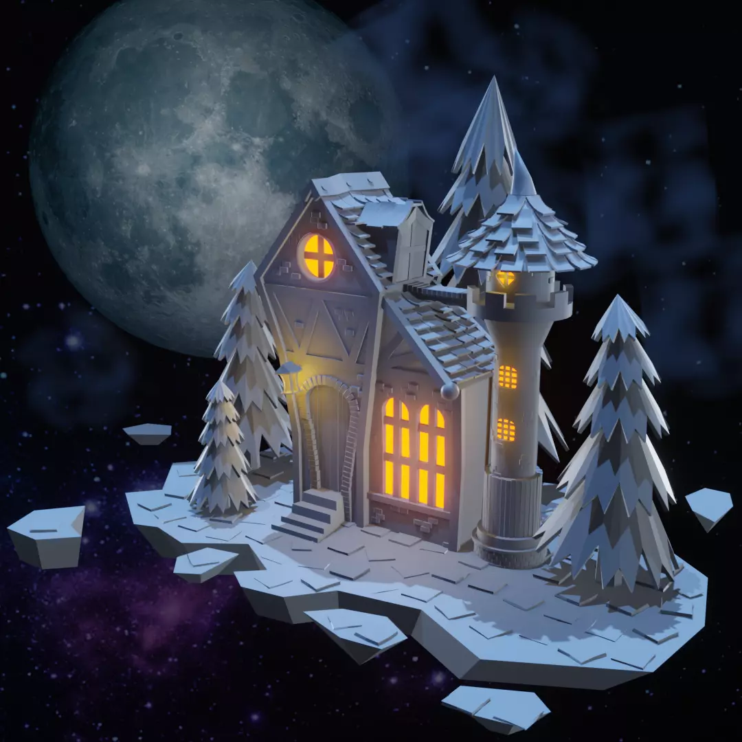  Witchs castle Low-poly 3D model_0