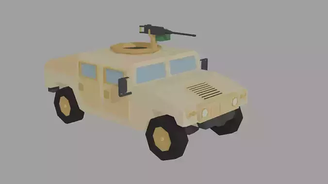 Low Poly HMMWV military vehicle with gun